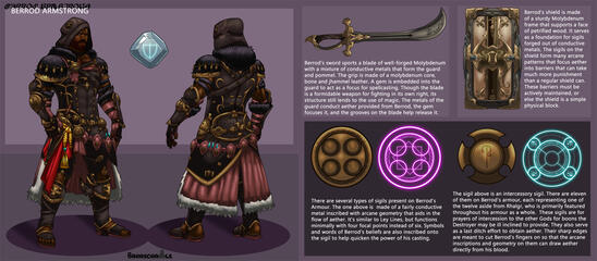 Reference sheet featuring my main OC, Berrod Armstrong.